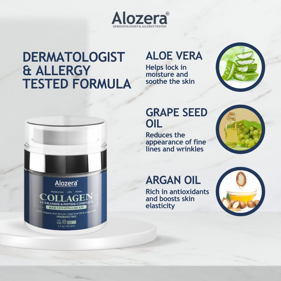 Crema facial rejuvenecedora de colágeno