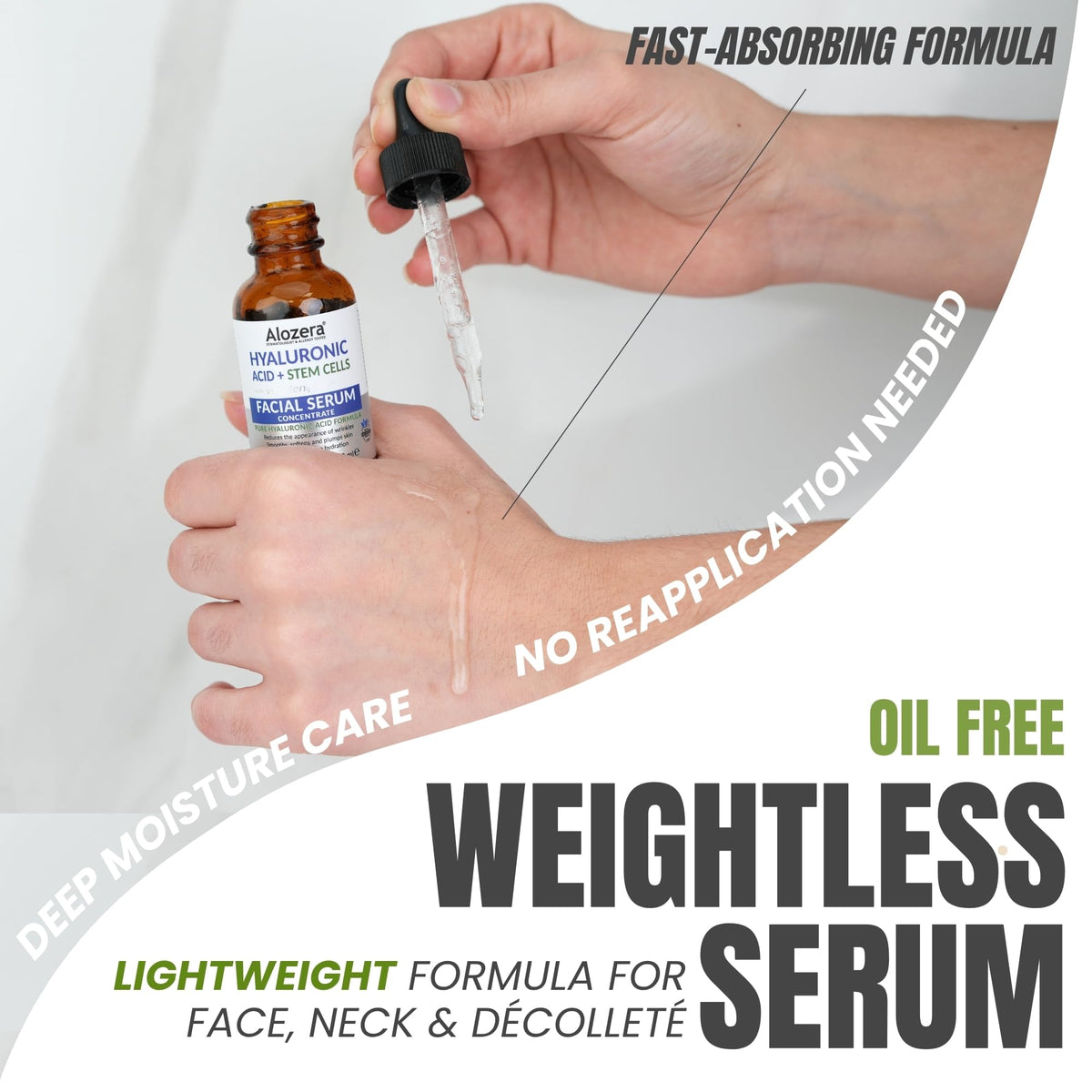 Hyaluronic Acid Serum for Face with Stem Cells, Deep Hydrating & Plumping