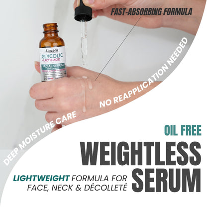 AHA Serum for Face – Exfoliating Glycolic Acid Serum with Lactic Acid