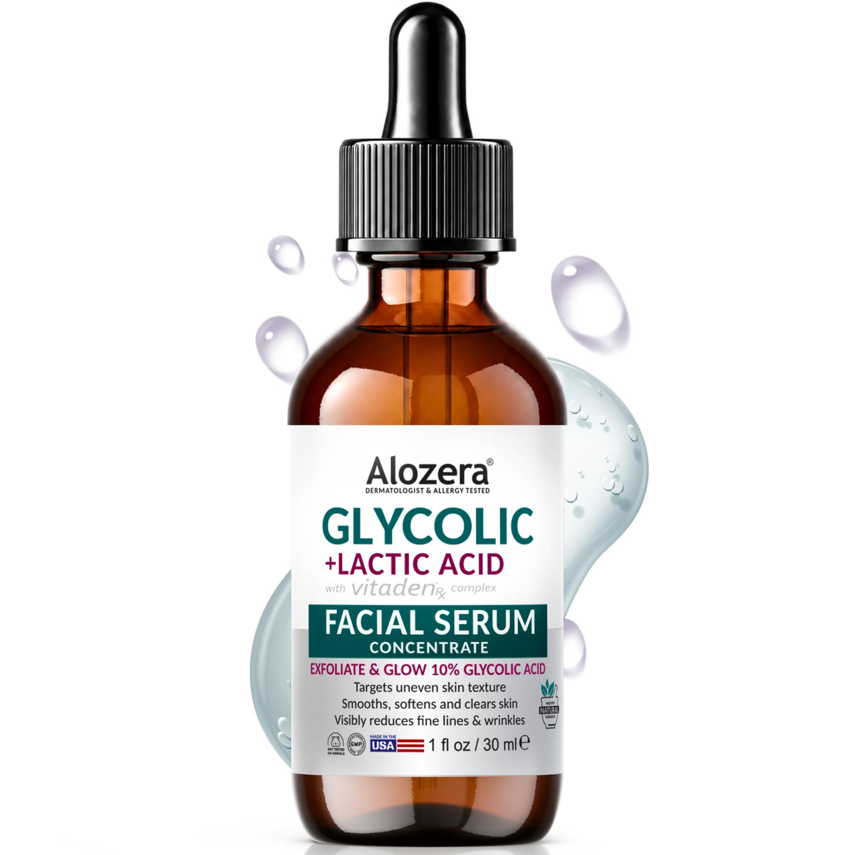AHA Serum for Face – Exfoliating Glycolic Acid Serum with Lactic Acid