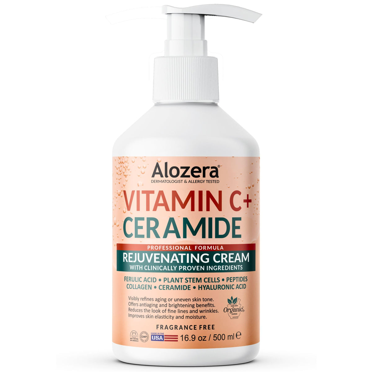 Alozera Rejuvenating Brightening Body Lotion Vitamin C + Ceramides, 16.9 oz