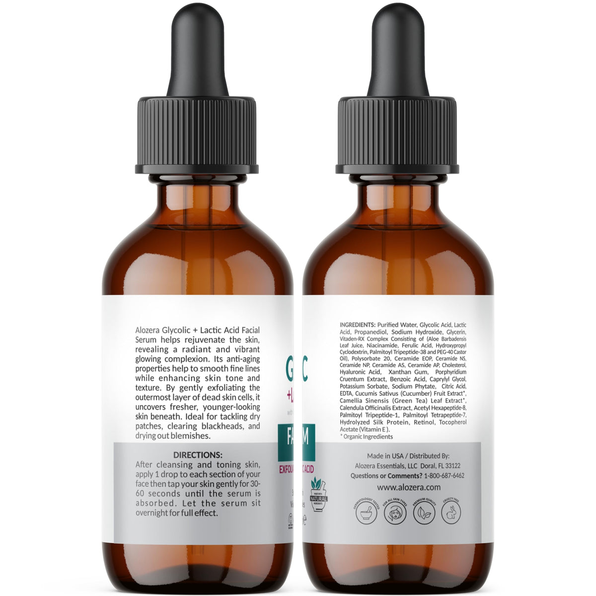 AHA Serum for Face – Exfoliating Glycolic Acid Serum with Lactic Acid