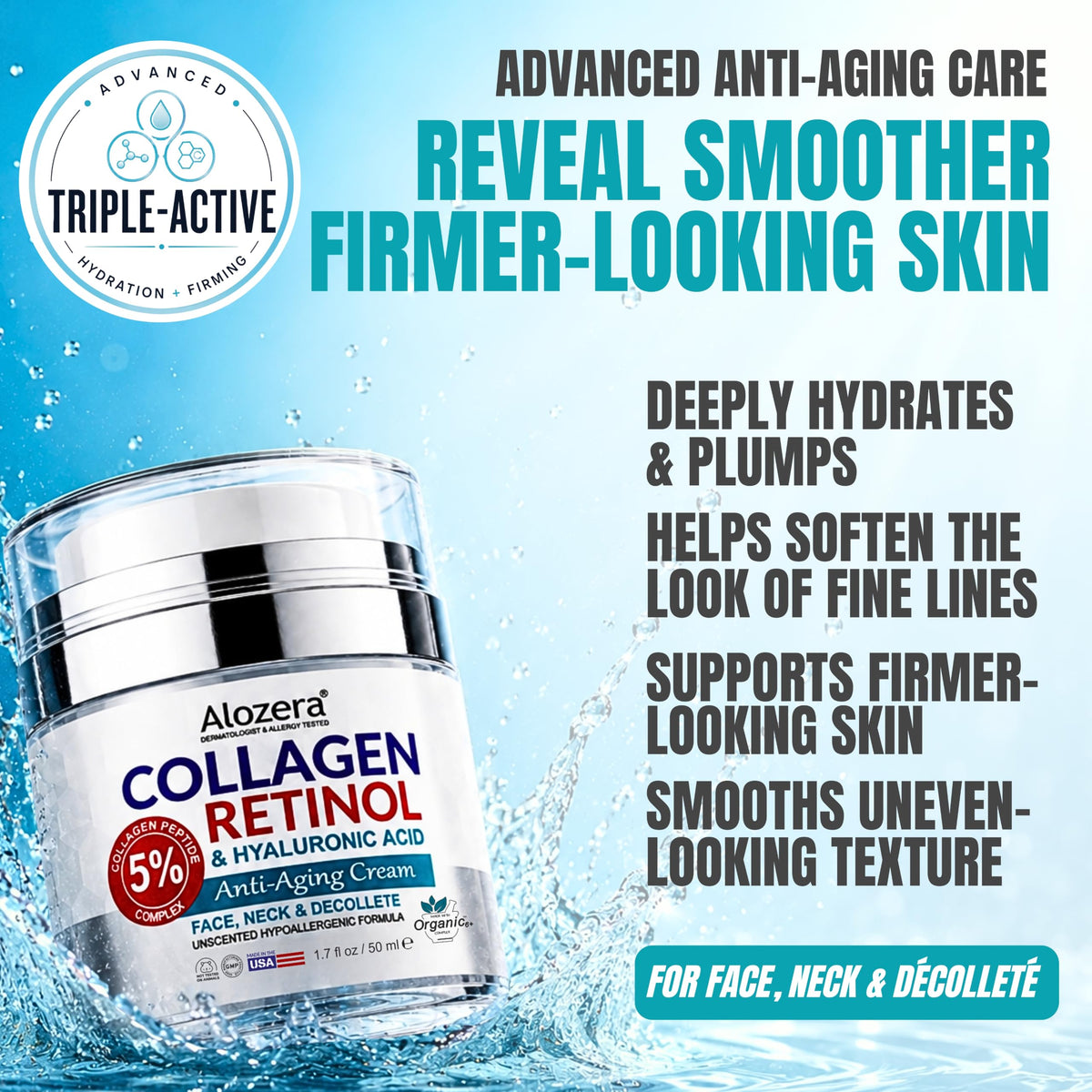 Anti-Aging Face Cream Collagen Peptide Complex + Retinol & Hyaluronic Acid