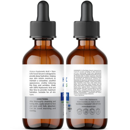 Hyaluronic Acid Serum for Face with Stem Cells, Deep Hydrating & Plumping