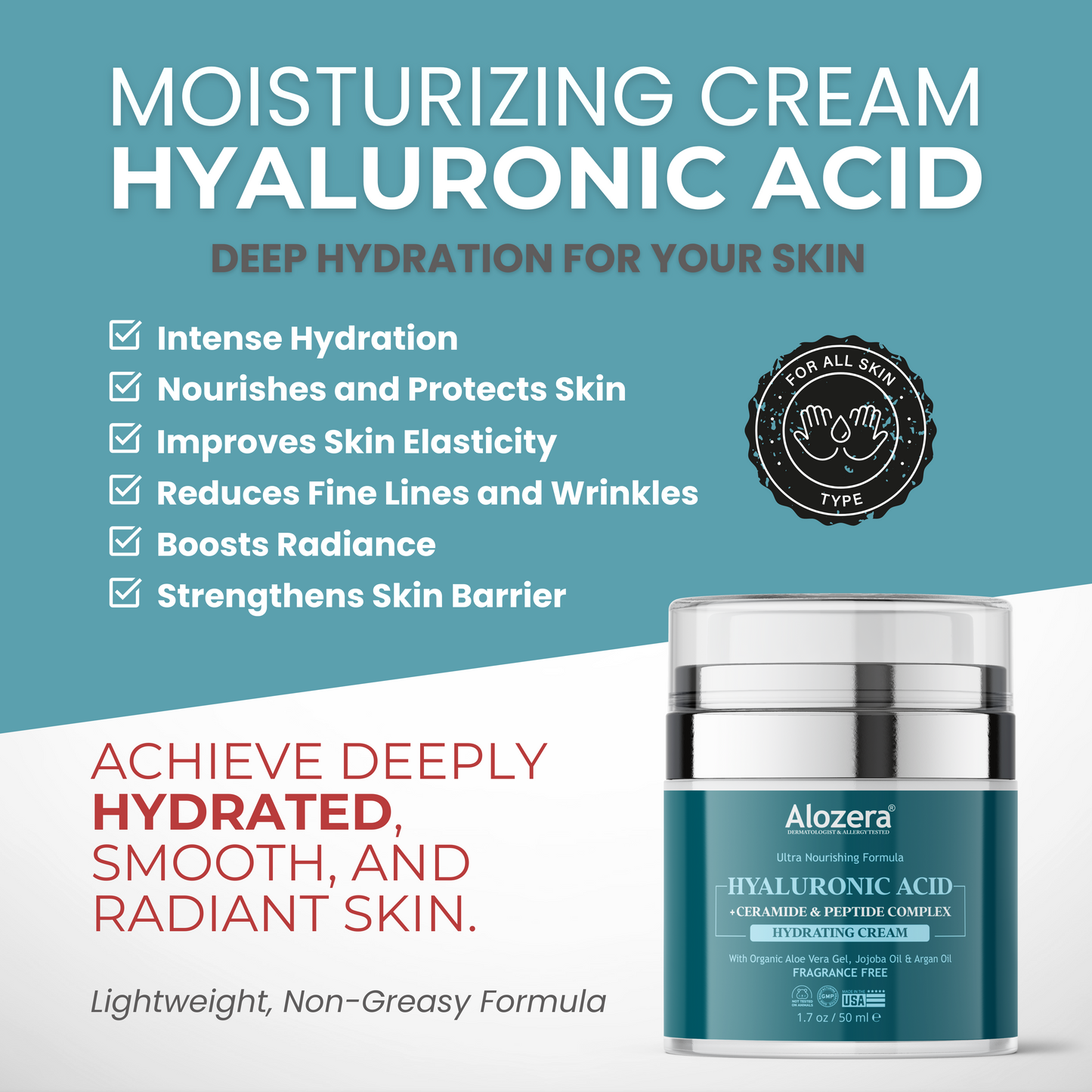 Crema facial con ácido hialurónico